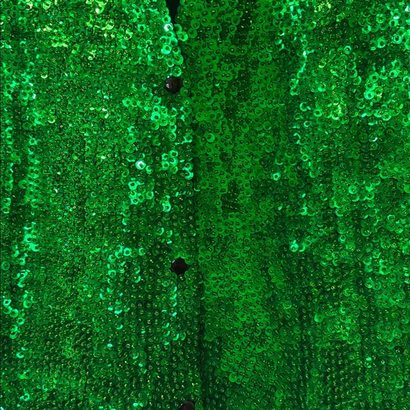 VTG JC Green Sequin Vest - Picture 2 of 6
